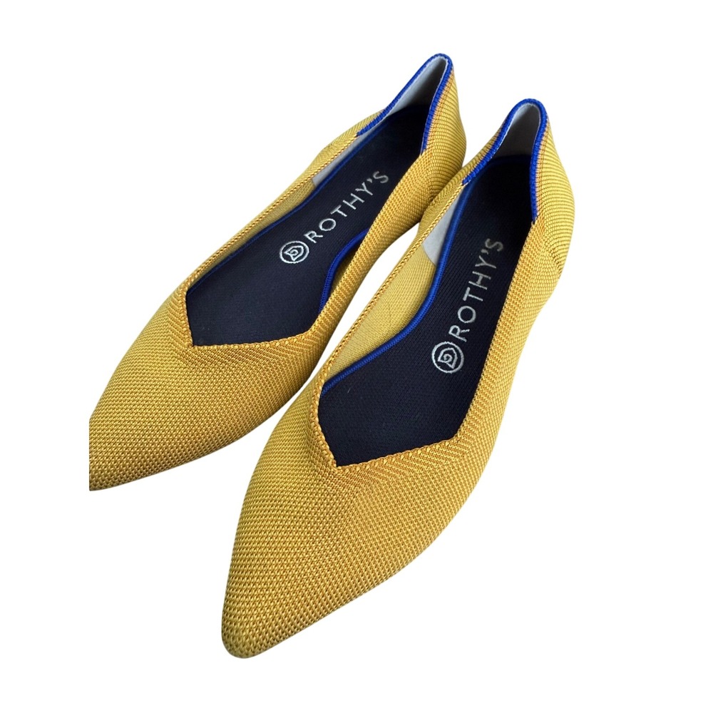 ROTHYS The Pointed Flat Shoes Yellow Knit Women's Size W8.5